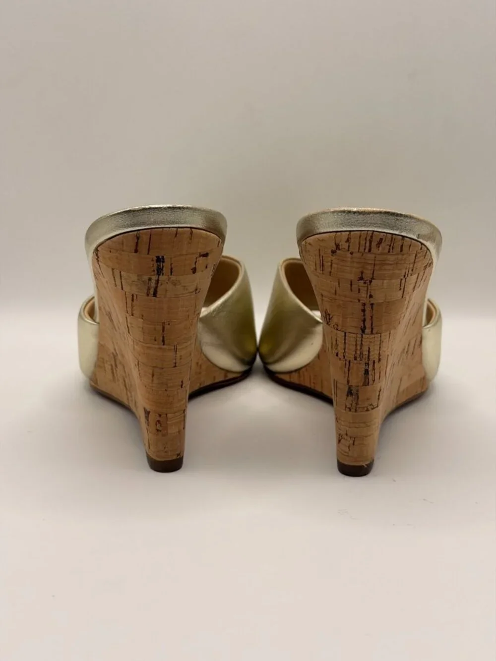 Veronica Beard Womens Dali Metallic Gold Cork Wedge Sandals Sz 6.5 M